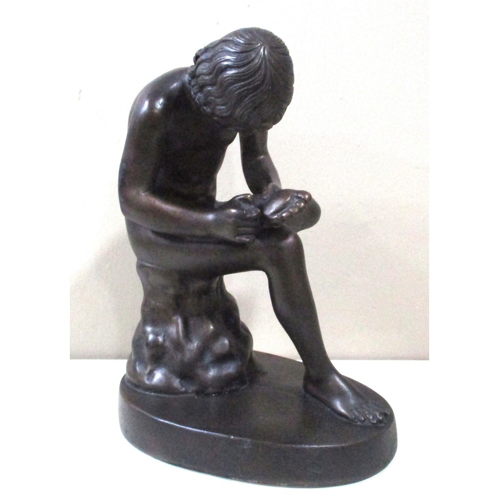 Austin Productions 1972 Boy with Thorn Statue Spinario Bronze Finish Sculpture